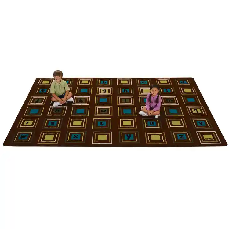 Literacy Squares Classroom Rug, Nature's Colors