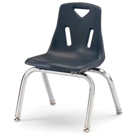 "Berries® Plastic Chairs with Chrome Legs, Navy, 12"""