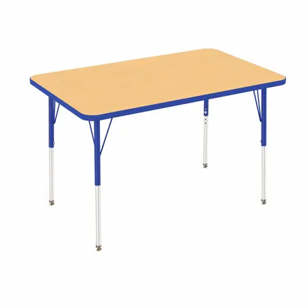 "Activity Table, Rectangle 30"" x 48"", Maple Top Blue Edge & Legs"