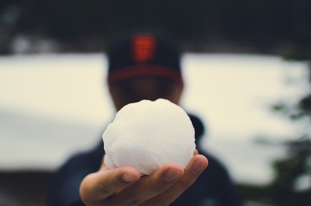 snowball for winter science experiment with snow for children