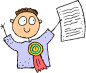 cartoon child holding written list on a piece of paper