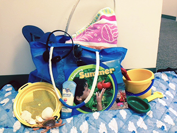 Virtual Beach Tour Activity Beach Bag, towel, buckets, things for beach