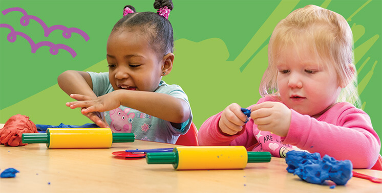 Preschool children playing with Artful Goods Modeling Dough