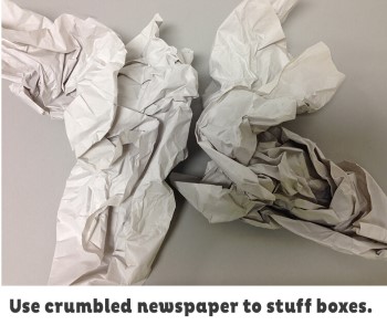 Crumbled newspaper for My Recycled Blocks Activity