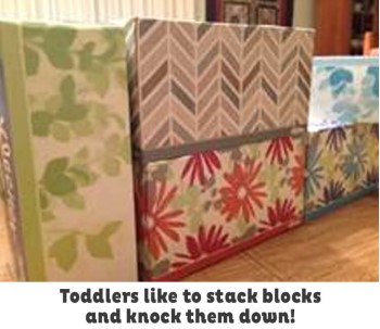 Stacks of tissue boxes for My Recycled Blocks Activity