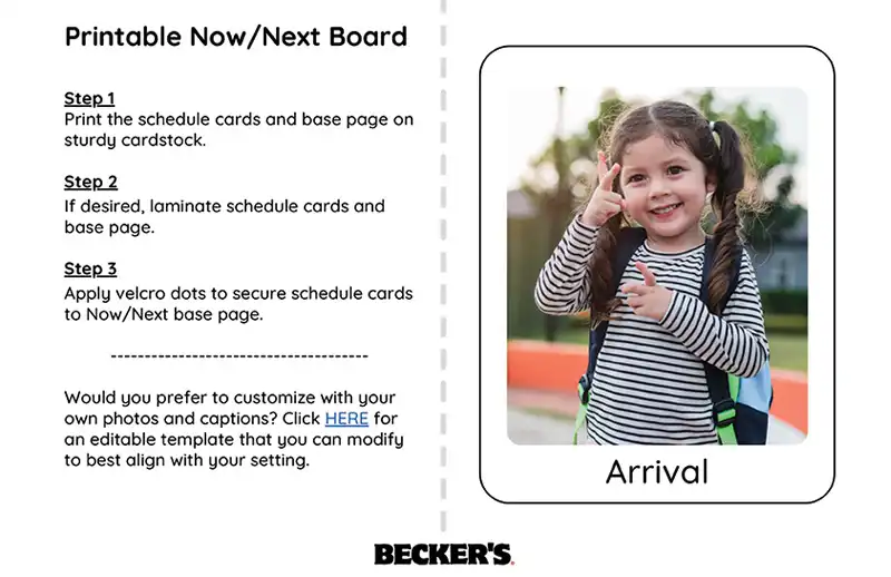 Now/Next Board with Daily Schedule Cards
