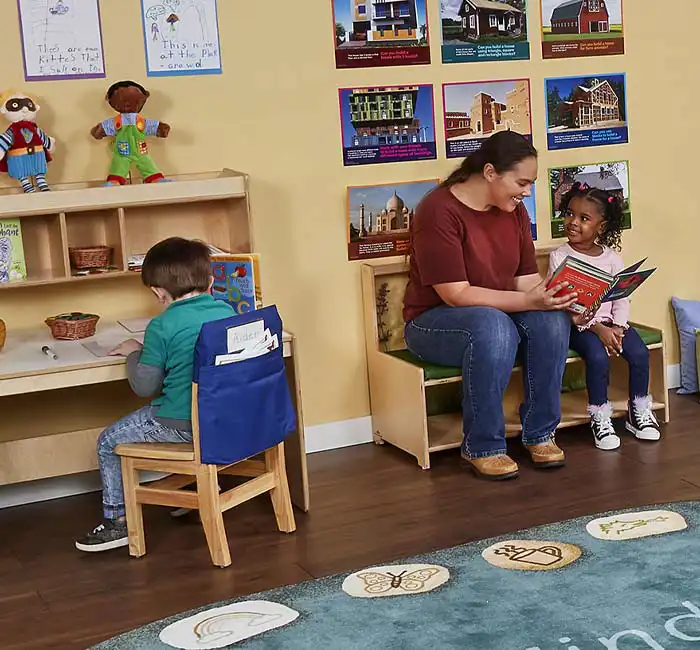 Preschool classroom teacher reading