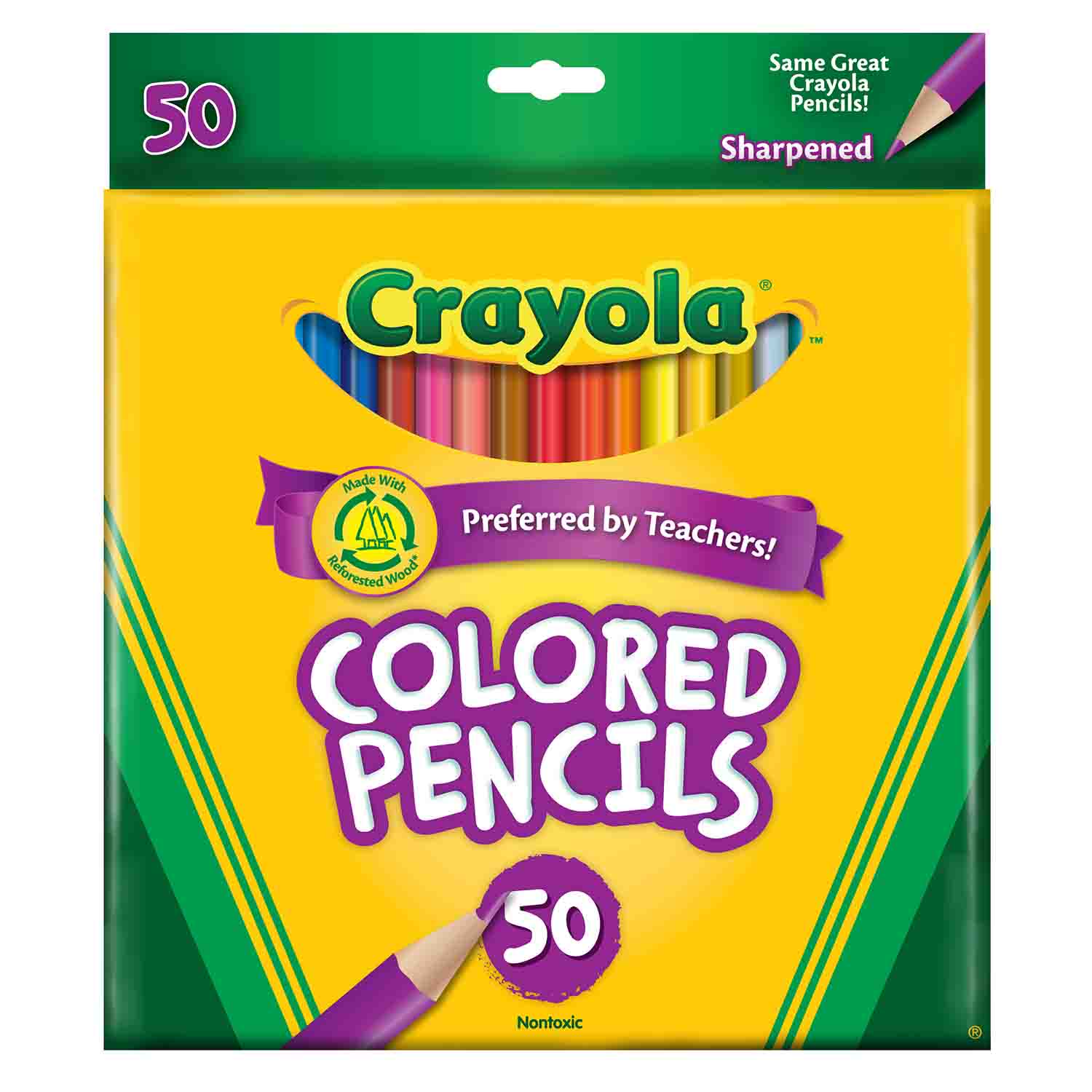 Crayola Colored Pencil Set 50 NonToxic Pre Sharpened Preferred by