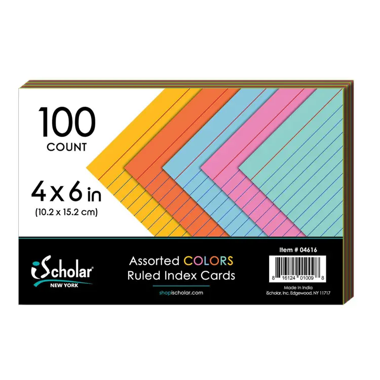 Index Cards, Assorted Colors, 4" x 6"