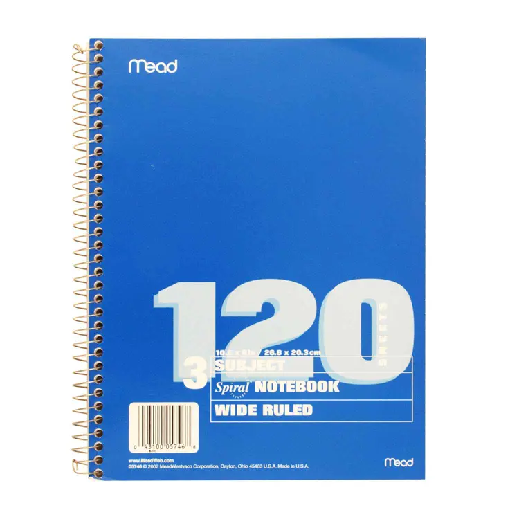 Spiral Notebooks, Dozen, 3 Subject, 120 Sheets