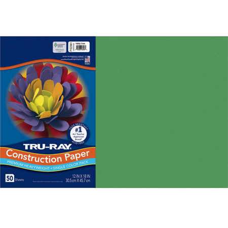 Tru-Ray® Construction Paper, 12" x 18", Holiday Green