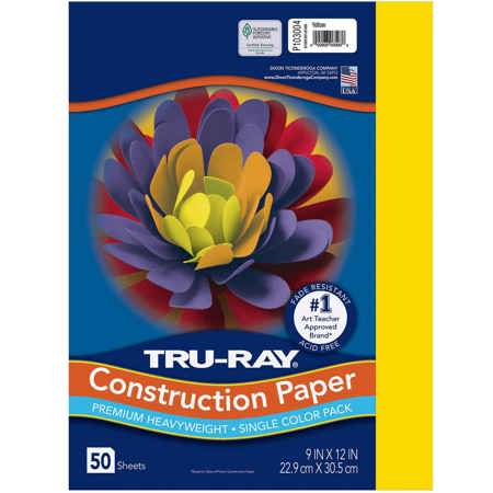 Tru-Ray® Construction Paper,  9" x 12", Yellow
