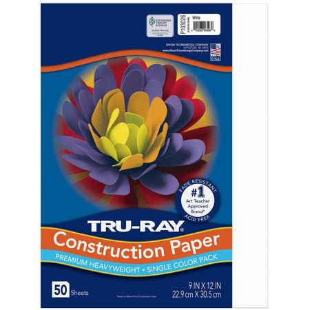 Tru-Ray® Construction Paper,  9" x 12", Bright White
