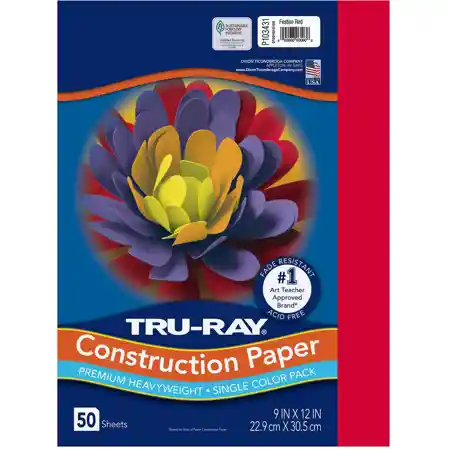 Tru-Ray® Construction Paper,  9" x 12", Festive Red