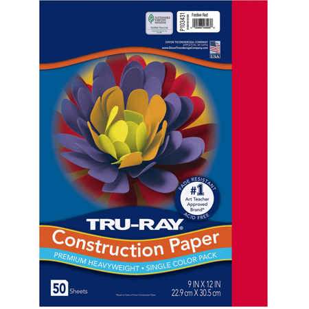 Tru-Ray® Construction Paper,  9" x 12", Festive Red