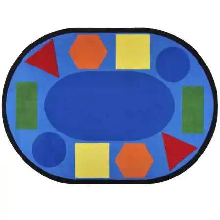 Sitting Shapes Rug, Primary Colors,Oval 5'4" x 7'8"