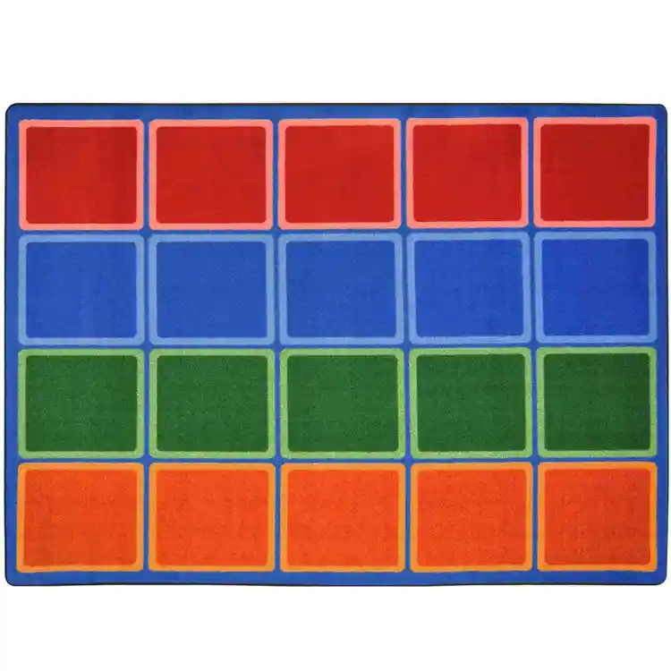 Blocks Abound Classroom Rug, Primary Colors, Rectangle 5'4" x 7'8"