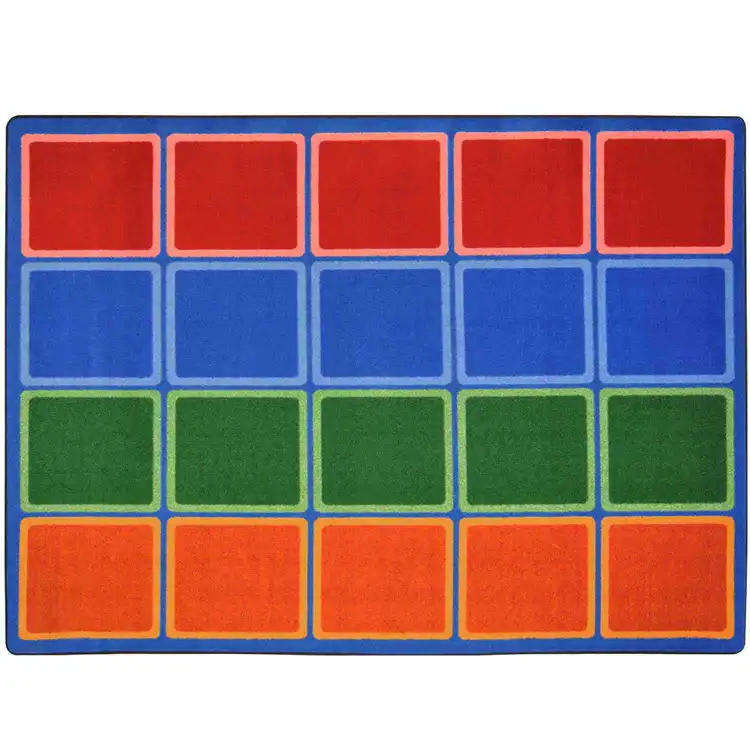 Blocks Abound Classroom Rug, Primary Colors, Rectangle 5'4" x 7'8"