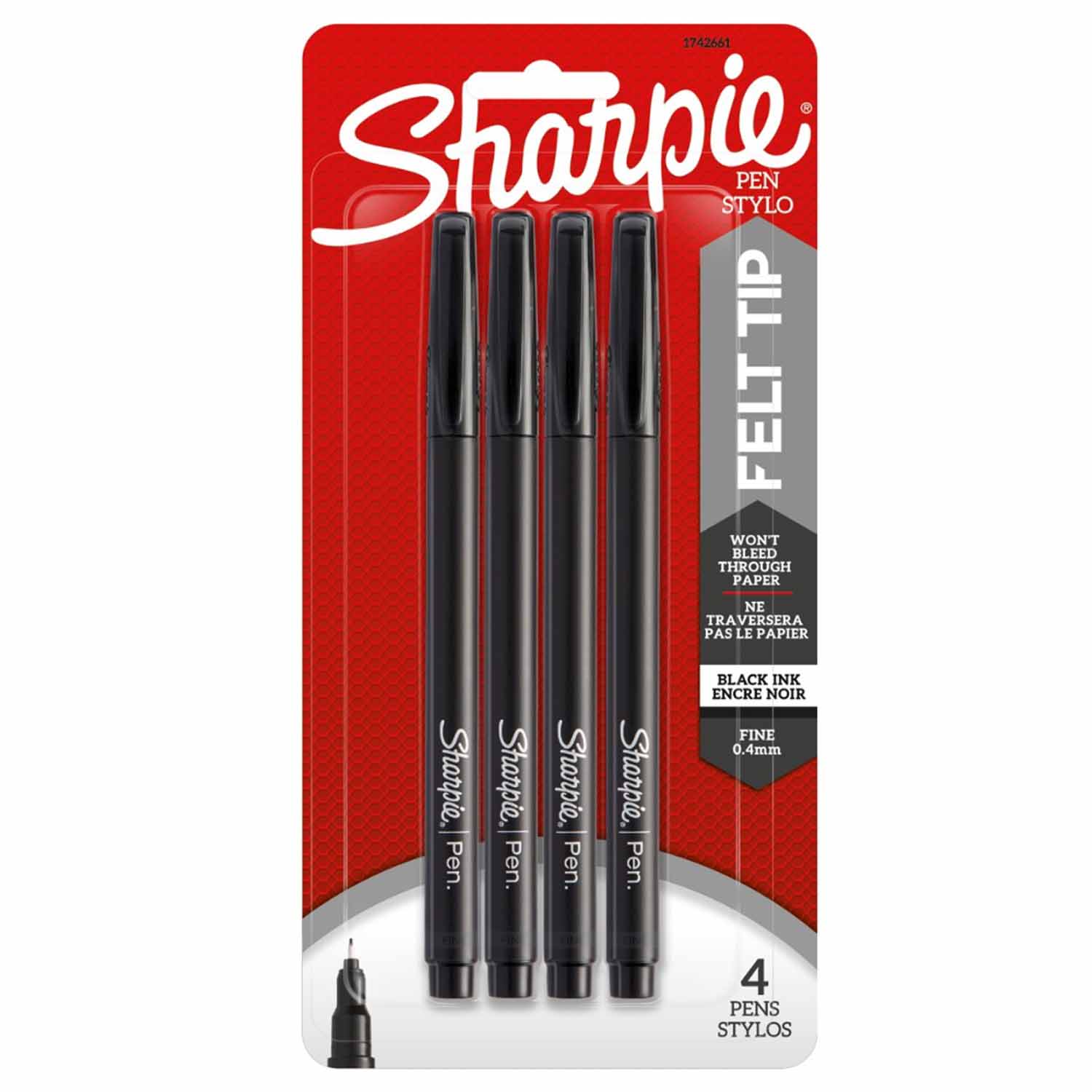 School Smart Felt Tip Pens, Water Based Ink, Fine Tip, Black, Pack of 12
