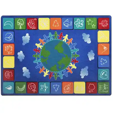 One World Rug, Primary Colors, Rectangle 5'4" x 7'8"