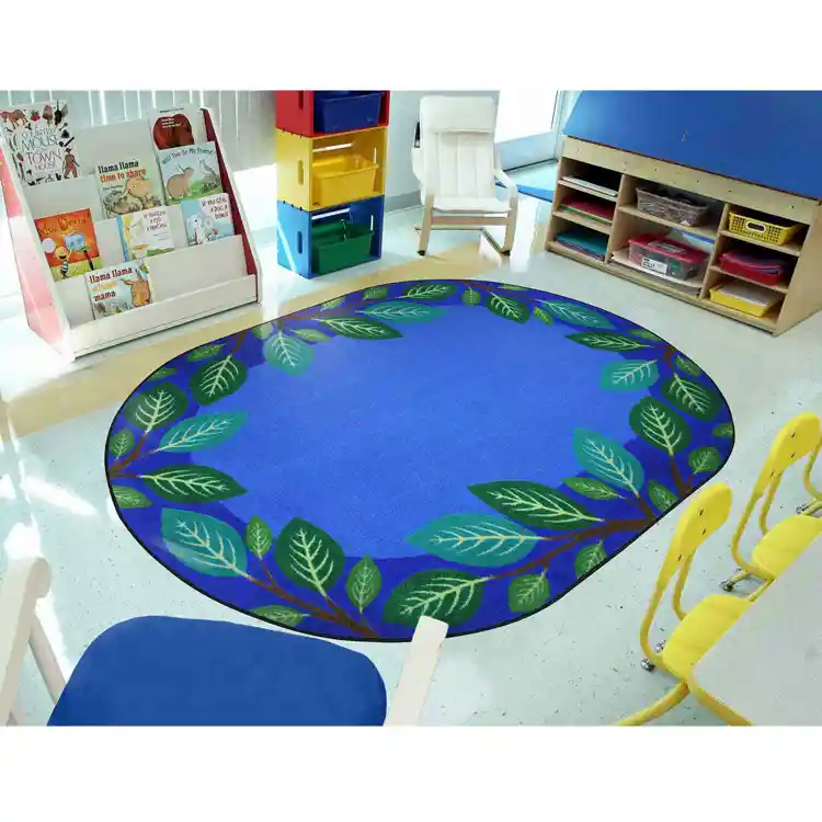 Breezy Branches Rug, Blue, Oval 5'4" x 7'8"