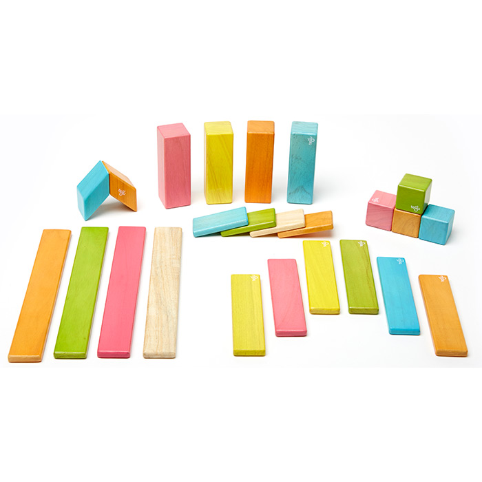 Details about   Tegu 24pc Tints Magnetic Wooden Building Set planks blocks 