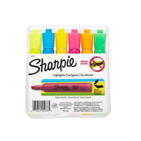 Sharpie Accent Highlighter, 6 Color Set