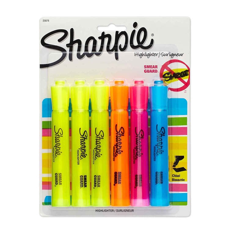 Sharpie® Accent Highlighter, 6 Color Set