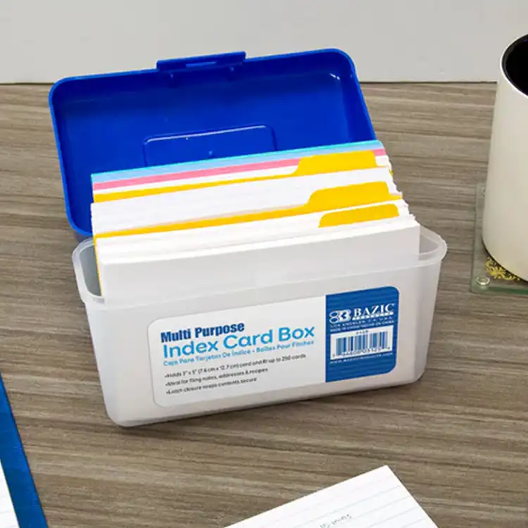 3" x 5" Index Card Box, Assorted Colors