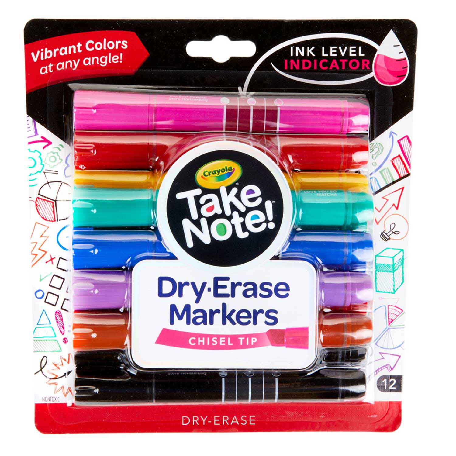Crayola 98-5912 Washable Dry-Erase Fine Line Markers, 12