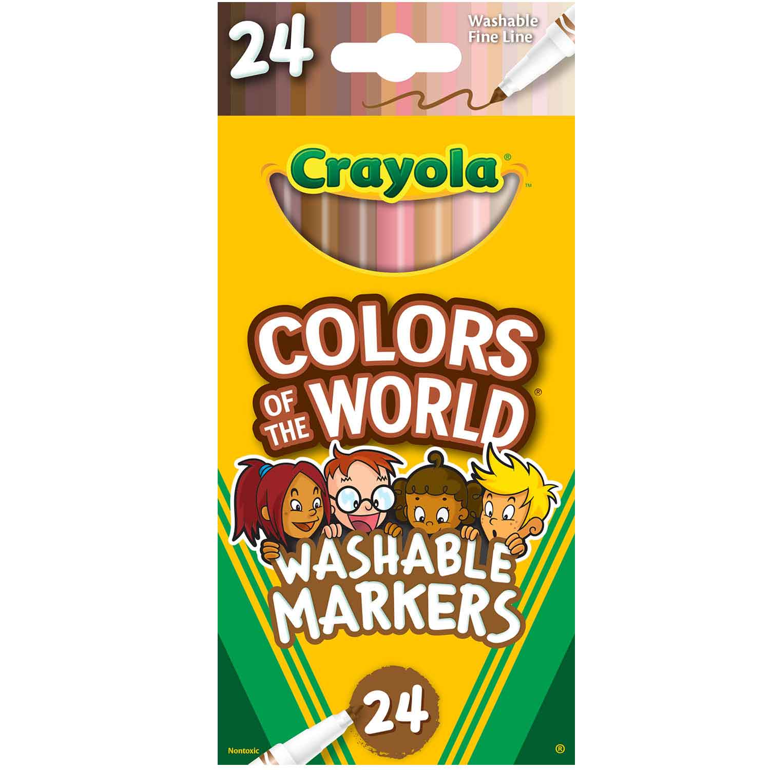 Crayola Colors of The World Fine Line Markers, 24 Colors