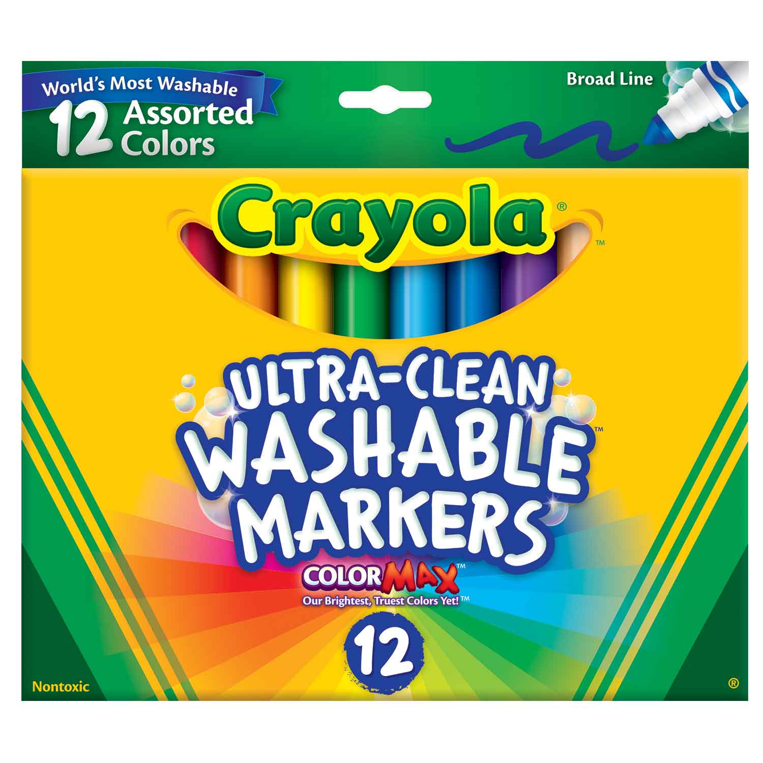 Crayola Washable Markers, Assorted Colors - 12 markers