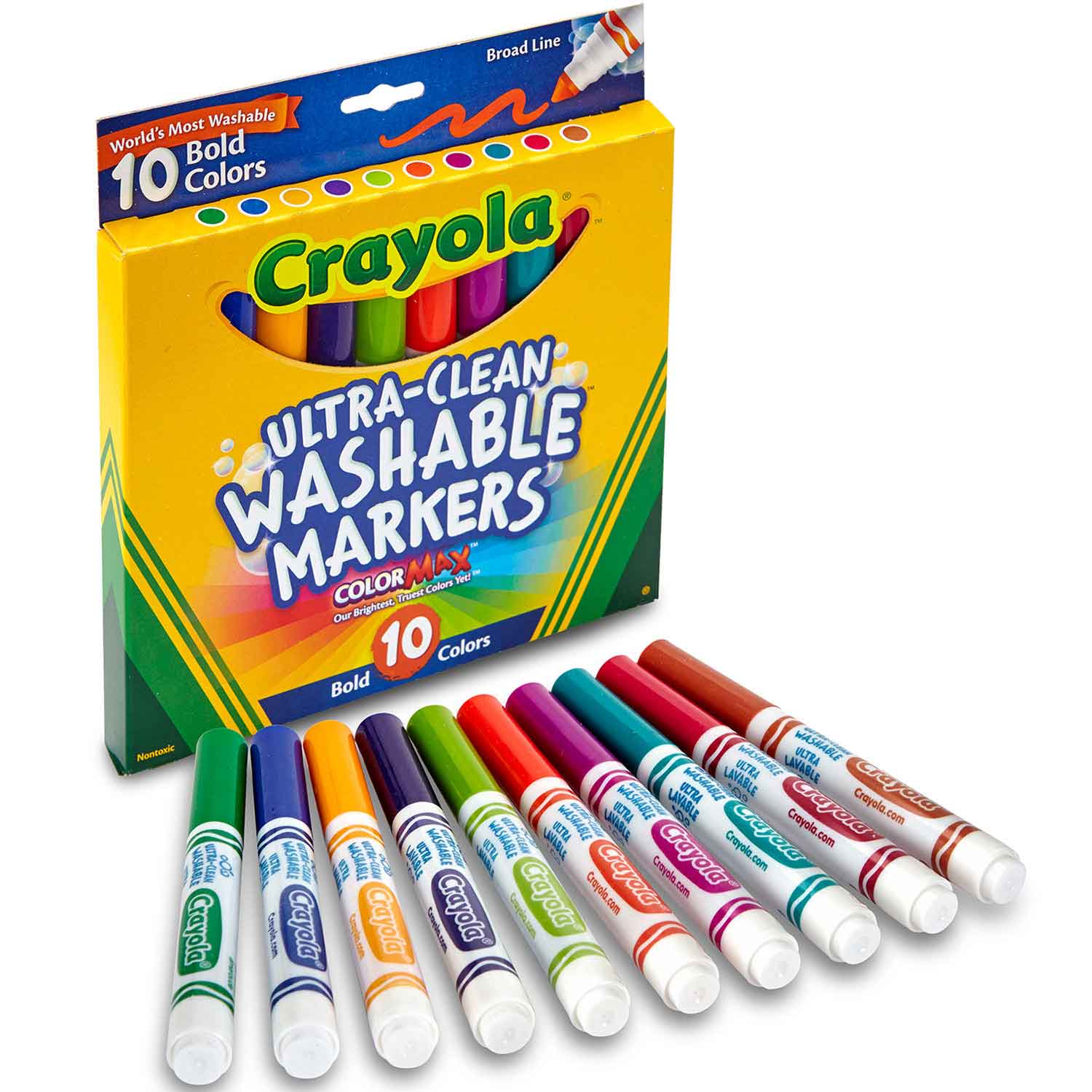  Crayola Broad Line Markers (12 Count), Washable Markers for Kids,  Assorted, Great for Classrooms & School Supplies, Ages 3+ : Toys & Games