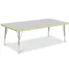 Berries® Driftwood Gray Top Activity Tables, Rectangle 30" X 60", Elementary Height-Key Lime