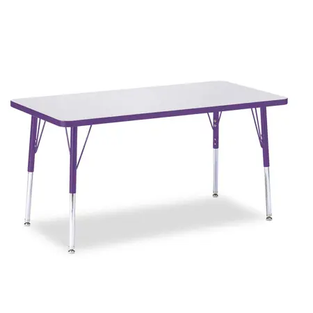 Rainbow Accents® KYDZ Gray Top Activity Tables, Rectangle 30" X 72", Elementary 15" - 24", Purple
