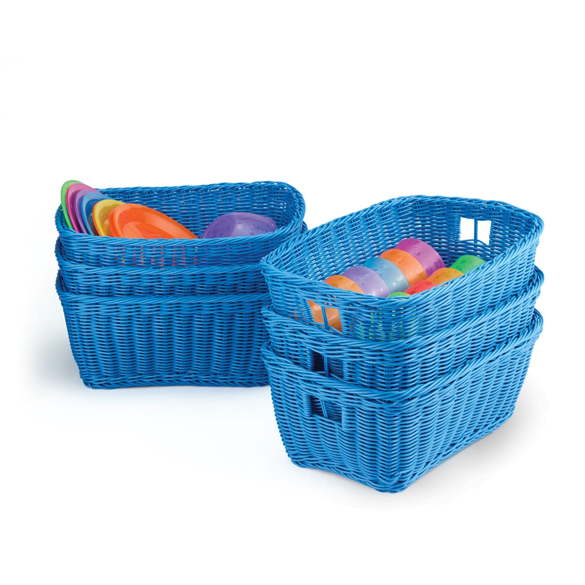 Blue Woven Baskets, Set of 6 Becker's School Supplies