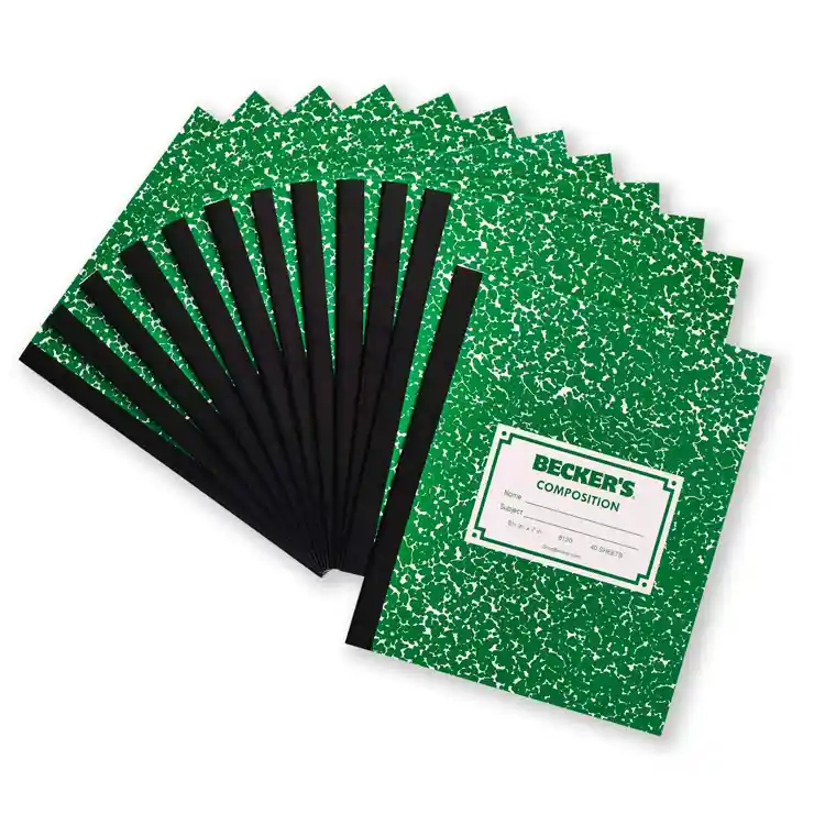 Becker's Small Green Composition Book, Sewn-Dozen