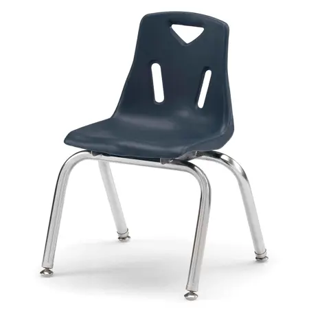 Berries® Plastic Chairs with Chrome Legs, Navy, 14"