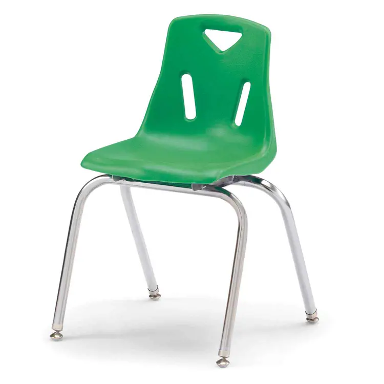 "Berries® Plastic Chairs with Chrome Legs, Green, 18"""