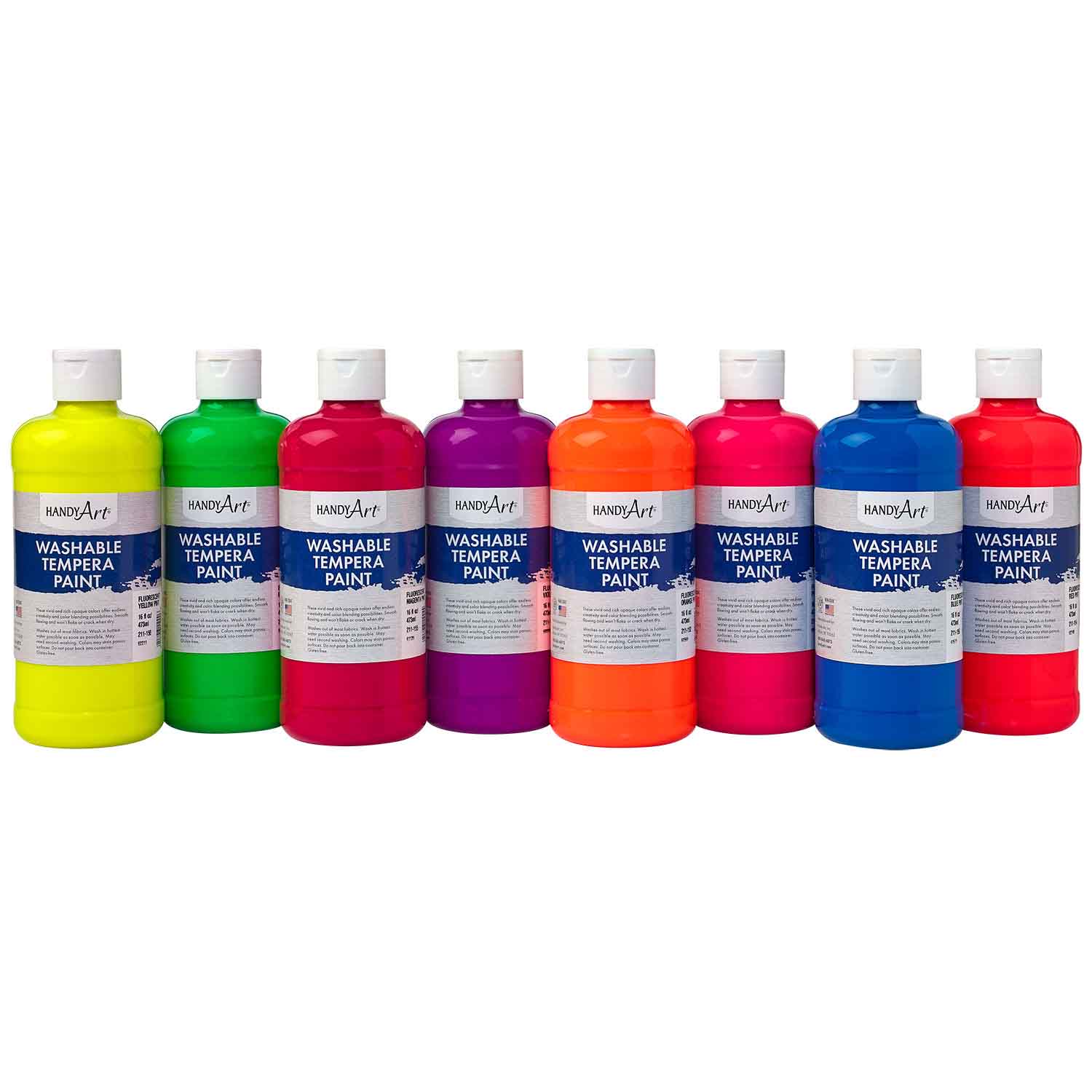 Washable Fluorescent Paint, Set of 8