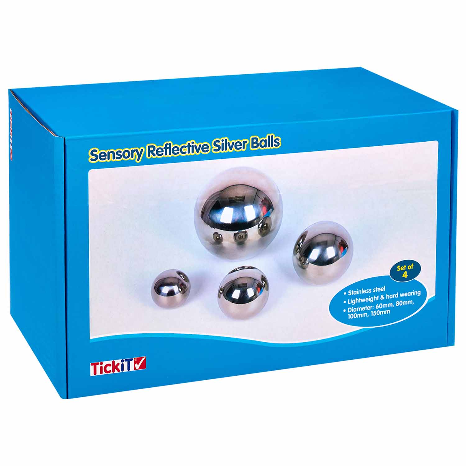 TickiT sensory reflective balls silver 6pcs - Le berceau TickiT sensory reflective balls silver 6pcs - Le berceau