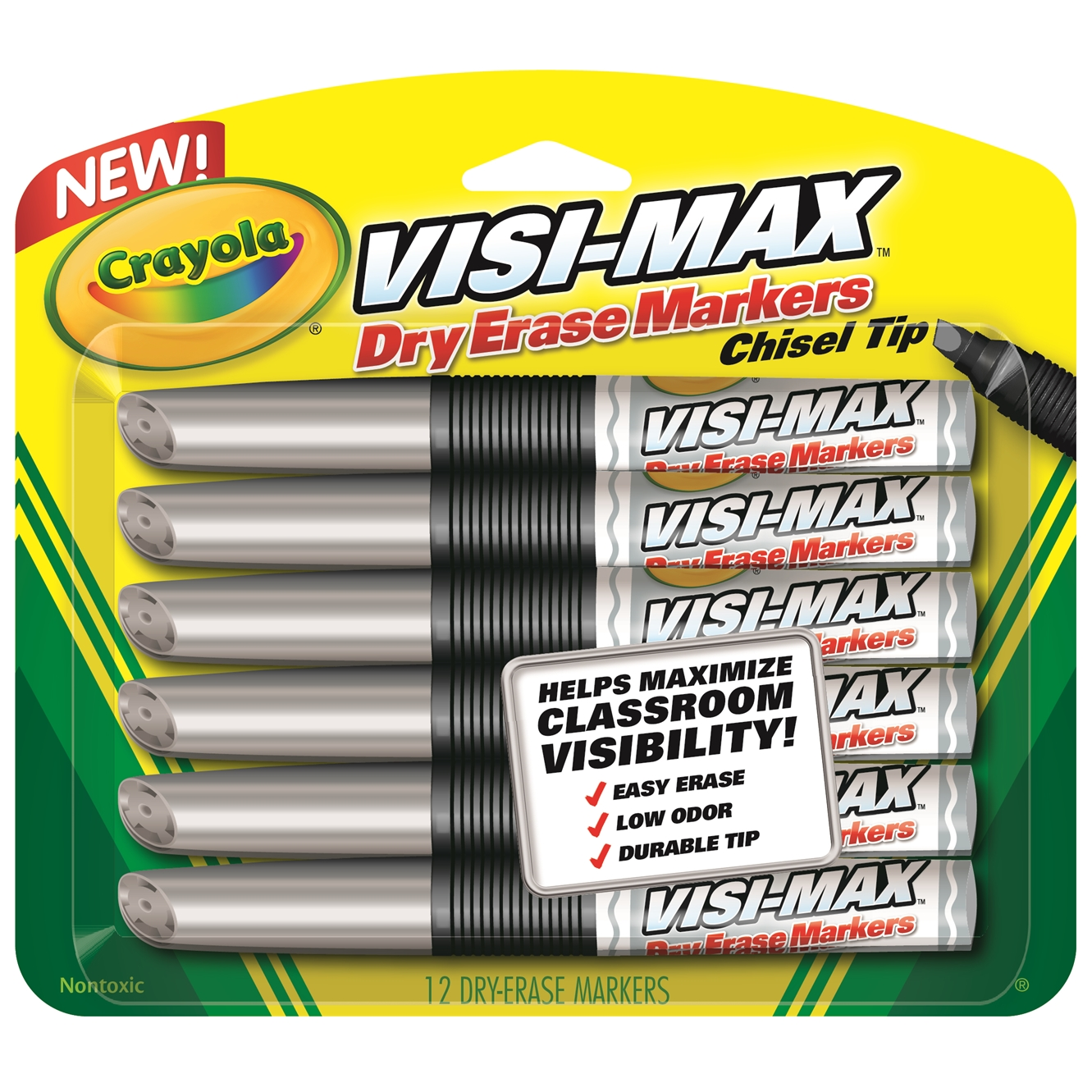 Crayola® VisiMax DryErase Marker, Black 12 Ct Becker's School Supplies