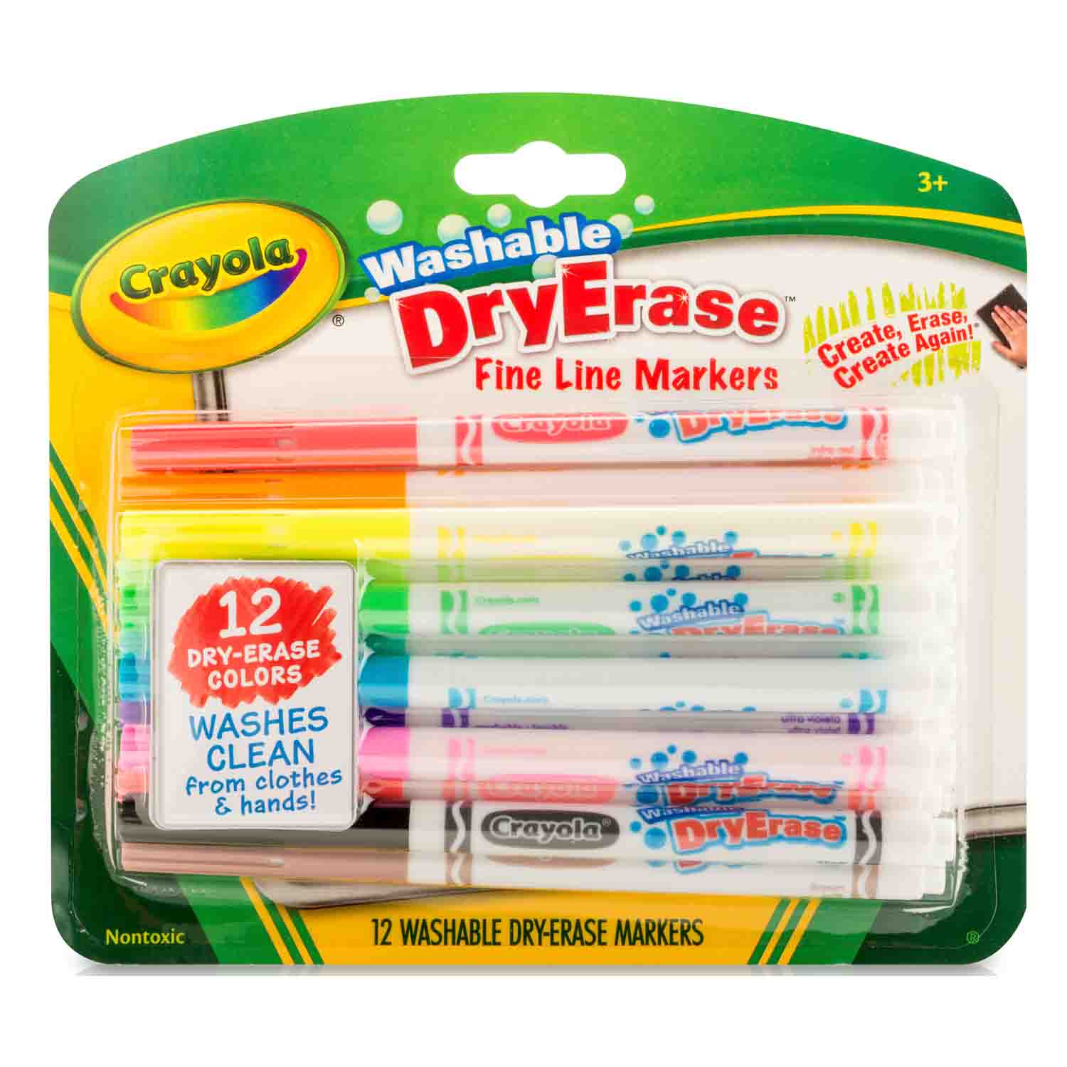 Crayola Dry Erase Fine Line Washable Markers, 12 Count