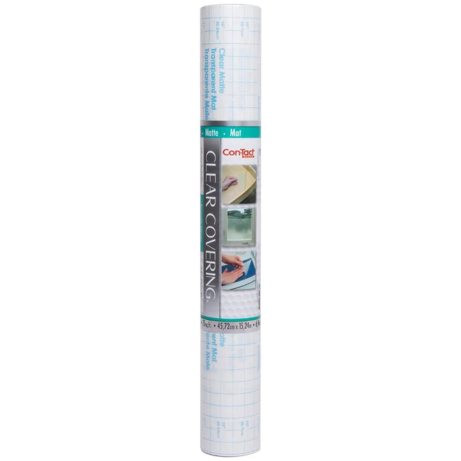 Con-Tact Clear Cover Adhesive Covering, Clear, 18 x 50 ft, Matte