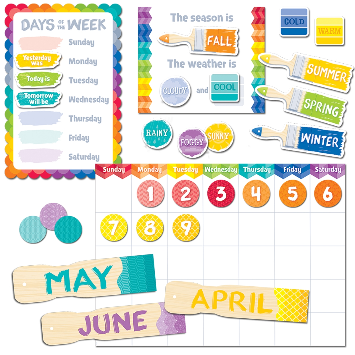 Painted Palette Calendar Bulletin Board Set Becker's School Supplies