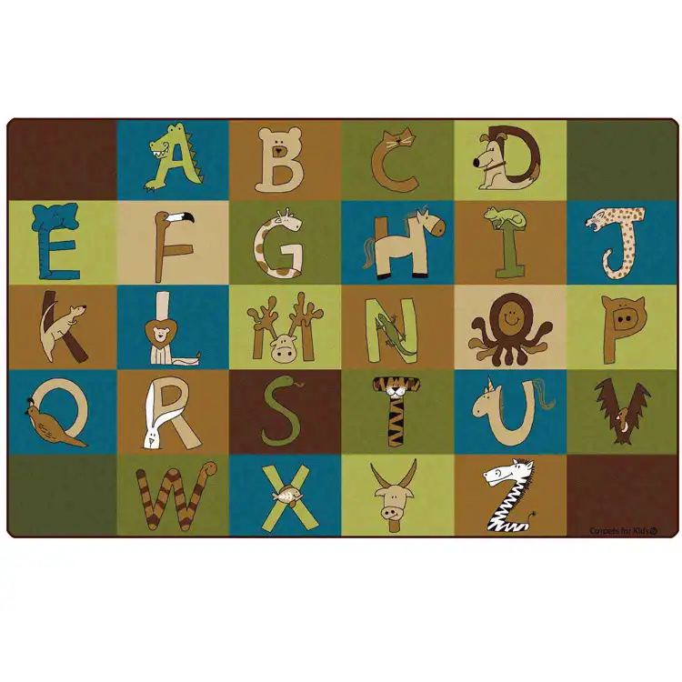 A to Z Animals Rug, Nature's Colors