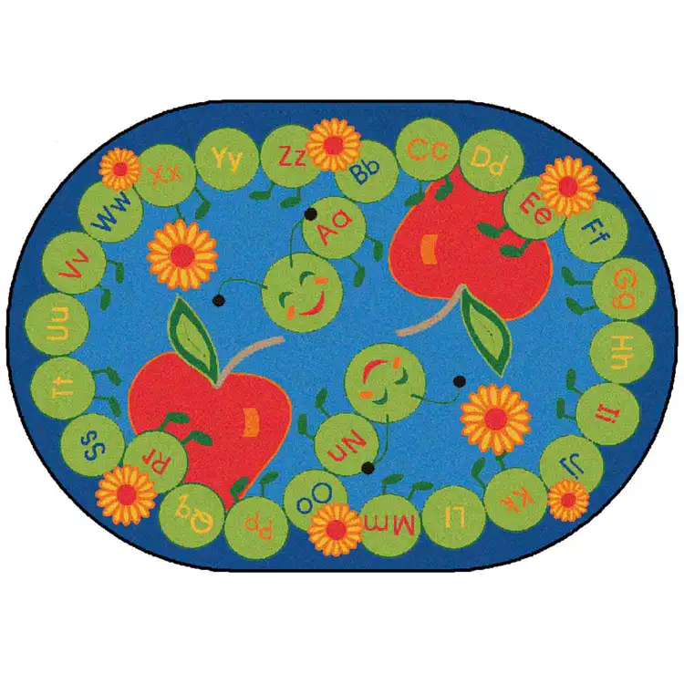ABC Caterpillar Classroom Rug, Oval 6'9" x 9'5"