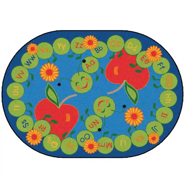 ABC Caterpillar Classroom Rug, Oval 8'3" x 11'8"