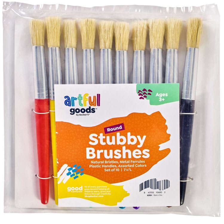 Artful Goods™ Round Stubby Brushes with Metal Ferrules