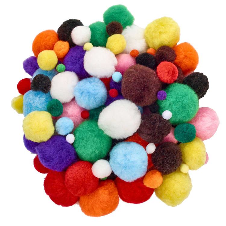 Artful Goods® Pom Poms Bright Colors, Assorted Sizes